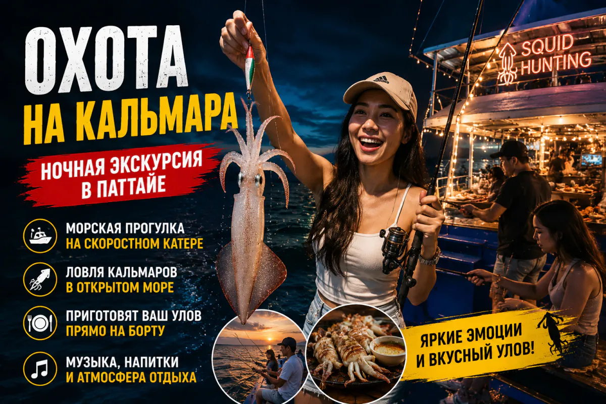Экскурсия «Охота на кальмара» — ночная рыбалка в Паттайе